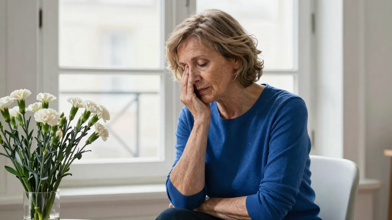 Femme de 55 ans assise dans un intérieur lumineux et contemporain