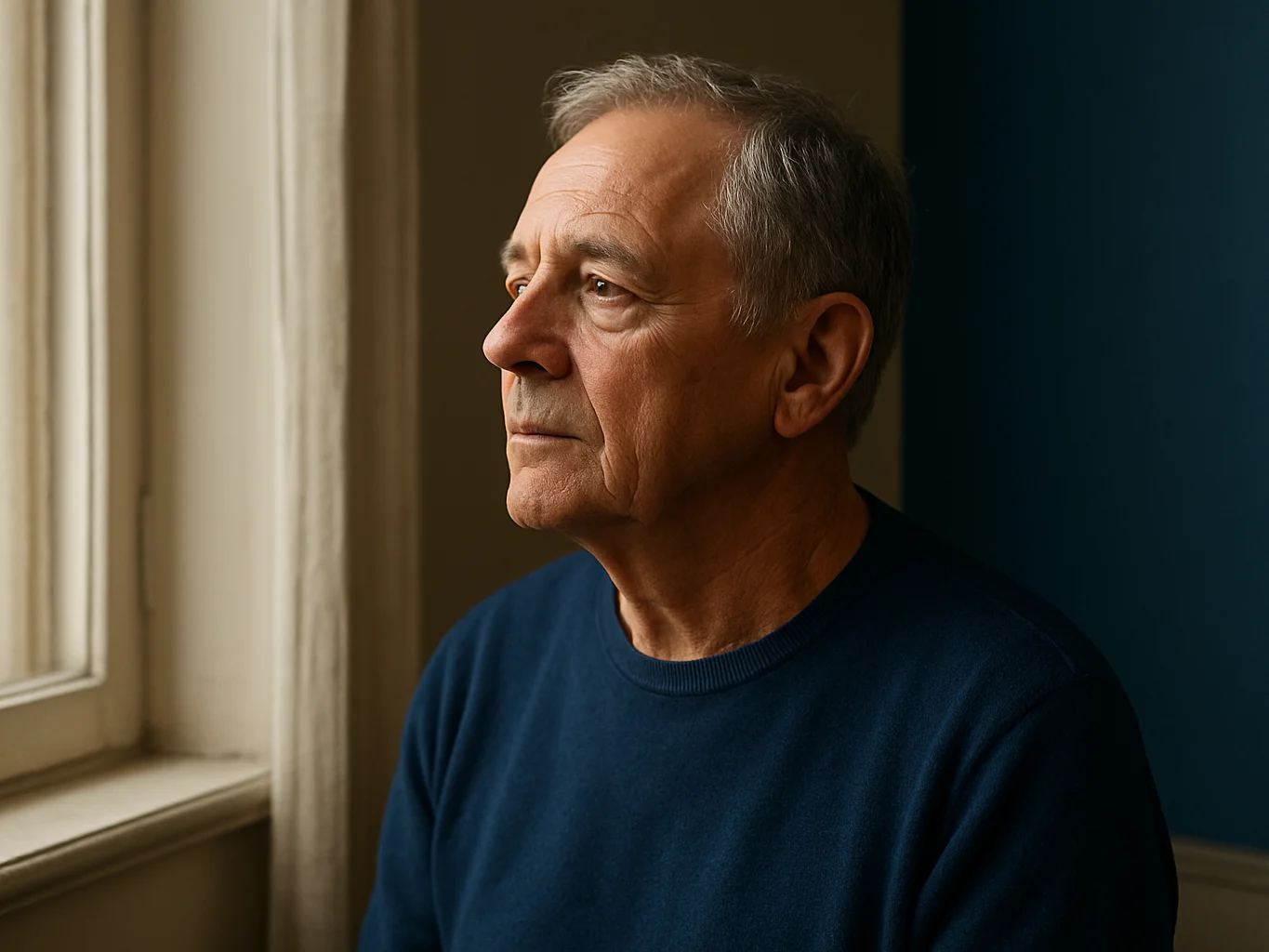 Portrait environnemental simple d'un homme de 60 ans près d'une f